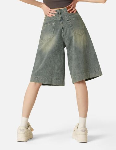 Aelfric Eden Denim Shorts Mens Solid Washed Longline Jorts Baggy Jorts Casual Streetwear Y2K Jean Shorts in Saudi Arabia