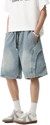 Men Casual Baggy Jean Shorts 2025 Summer Loose Fit Harajuku Denim Jorts Y2K Clothes Vintage Alt Emo Grunge Streetwear in Saudi Arabia