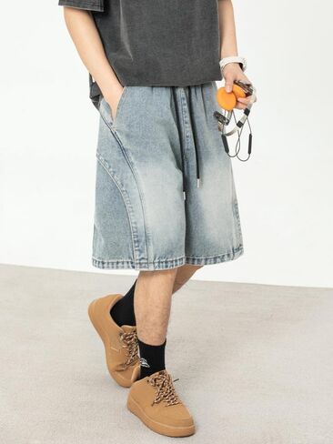 Men Casual Baggy Jean Shorts 2025 Summer Loose Fit Harajuku Denim Jorts Y2K Clothes Vintage Alt Emo Grunge Streetwear in Saudi Arabia