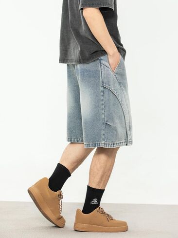Men Casual Baggy Jean Shorts 2025 Summer Loose Fit Harajuku Denim Jorts Y2K Clothes Vintage Alt Emo Grunge Streetwear in Saudi Arabia