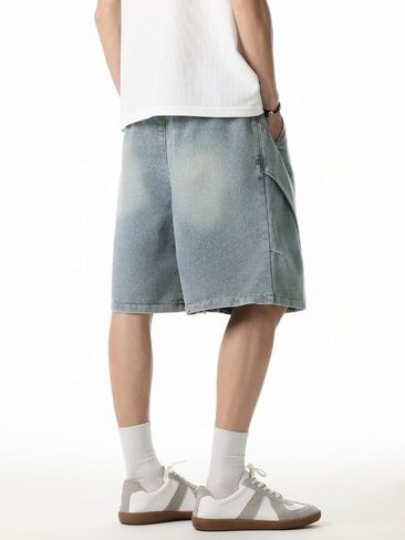 Men Casual Baggy Jean Shorts 2025 Summer Loose Fit Harajuku Denim Jorts Y2K Clothes Vintage Alt Emo Grunge Streetwear in Saudi Arabia