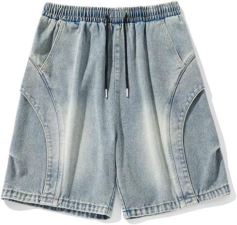 Men Casual Baggy Jean Shorts 2025 Summer Loose Fit Harajuku Denim Jorts Y2K Clothes Vintage Alt Emo Grunge Streetwear in Saudi Arabia