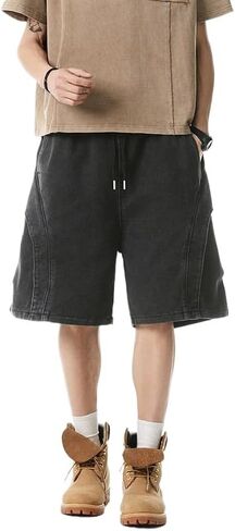 Men Casual Baggy Jean Shorts 2025 Summer Loose Fit Harajuku Denim Jorts Y2K Clothes Vintage Alt Emo Grunge Streetwear in Saudi Arabia