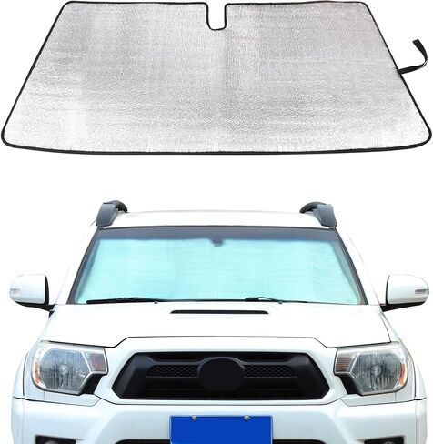 Aunginsy Front Windshield Sunshade متوافق مع Toyota Tacoma 2006-2024 الزجاج الأمامي للسيارات Sunshades قابلة للطي حماية أشعة الشمس الكتل الأشعة فوق البنفسجية ويحافظ على إكسسوارات باردة مركبة in Kuwait