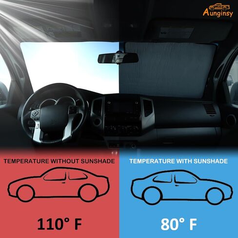 Aunginsy Front Windshield Sunshade متوافق مع Toyota Tacoma 2006-2024 الزجاج الأمامي للسيارات Sunshades قابلة للطي حماية أشعة الشمس الكتل الأشعة فوق البنفسجية ويحافظ على إكسسوارات باردة مركبة in Kuwait