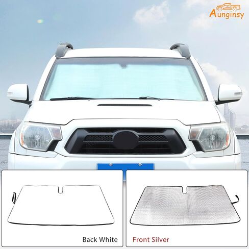 Aunginsy Front Windshield Sunshade متوافق مع Toyota Tacoma 2006-2024 الزجاج الأمامي للسيارات Sunshades قابلة للطي حماية أشعة الشمس الكتل الأشعة فوق البنفسجية ويحافظ على إكسسوارات باردة مركبة in Kuwait