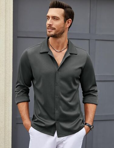 COOFANDY Men's Long Sleeve Button Down Wrinkle Free Shirt Casual Untucked Stretch Dress Shirts in Saudi Arabia