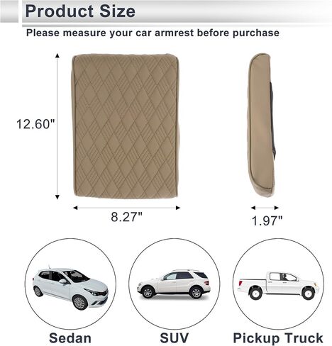 Motoforti Universal Center Cover Cover Cover Cover Cover Cover Cover Middle Cover Cover Lid لمعظم سيارات سيارات الدفع الرباعي سيارة سيدان 12.60 "x8.27" x1.97 "Black Napa Leather in Saudi Arabia