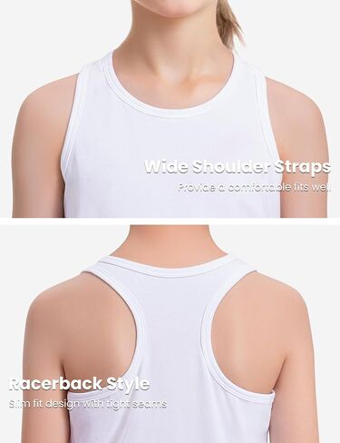 Auranso Girls Tank Tops Cotton Sleeveless Athletic Shirts Racerback Dance Outfit Workout Tops in Saudi Arabia