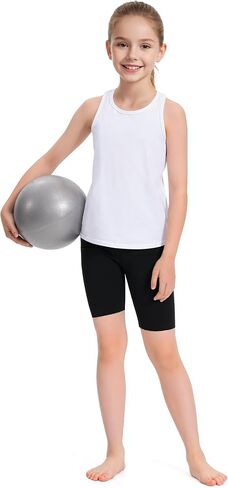 Auranso Girls Tank Tops Cotton Sleeveless Athletic Shirts Racerback Dance Outfit Workout Tops in Saudi Arabia