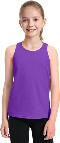 Auranso Girls Tank Tops Cotton Sleeveless Athletic Shirts Racerback Dance Outfit Workout Tops in Saudi Arabia