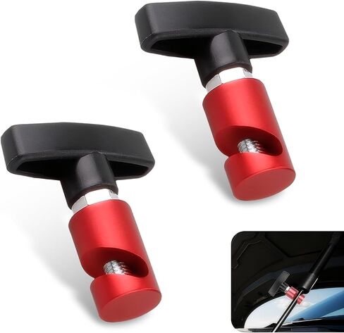 Pack-2 Car Hood Lifter Fixture, 3.03" x 2.6" Multi-function Snap-on Lifting Rod Anti-pinch Device, Trunk Air Pressure Rod Anti-slip Shock Absorber Pillar Tool, Universal for Cars (Red) in Saudi Arabia