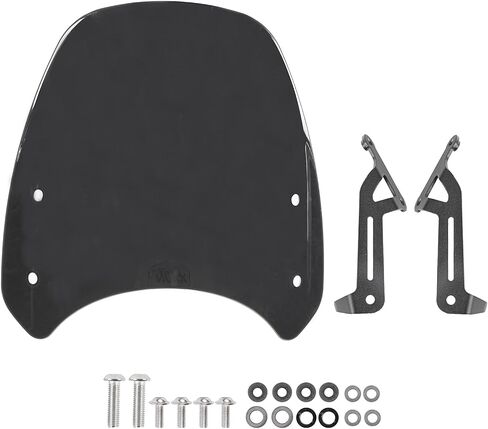 Motorcycle Windshield Deflector with Bracket Double Bubble Windscreen Fit for Triumph Street Twin 900 2019 2020 2021 2022 Wind Shield Screen Visor Flyscreen, Black in Saudi Arabia
