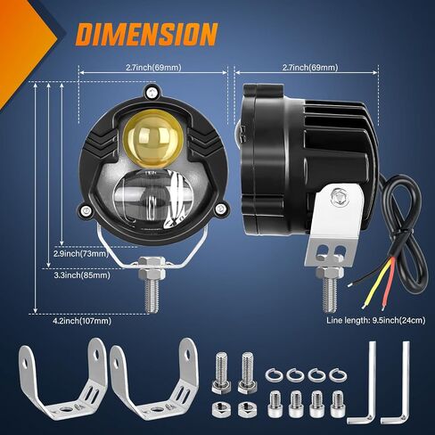 Nilight Motorcycle Driving Lights 2.7 inch White Amber Spot Beam Fog Light LED Pods IP67 Waterproof Auxiliary Offroad Lighting for Motorbike Dirt Bike e-Bike Scooter Snowmobile ATV UTV SUV Truck in Saudi Arabia