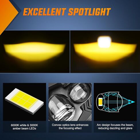Nilight Motorcycle Driving Lights 2.7 inch White Amber Spot Beam Fog Light LED Pods IP67 Waterproof Auxiliary Offroad Lighting for Motorbike Dirt Bike e-Bike Scooter Snowmobile ATV UTV SUV Truck in Saudi Arabia