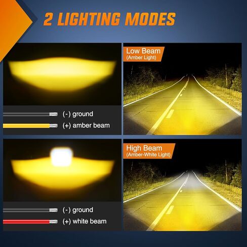 Nilight Motorcycle Driving Lights 2.7 inch White Amber Spot Beam Fog Light LED Pods IP67 Waterproof Auxiliary Offroad Lighting for Motorbike Dirt Bike e-Bike Scooter Snowmobile ATV UTV SUV Truck in Saudi Arabia