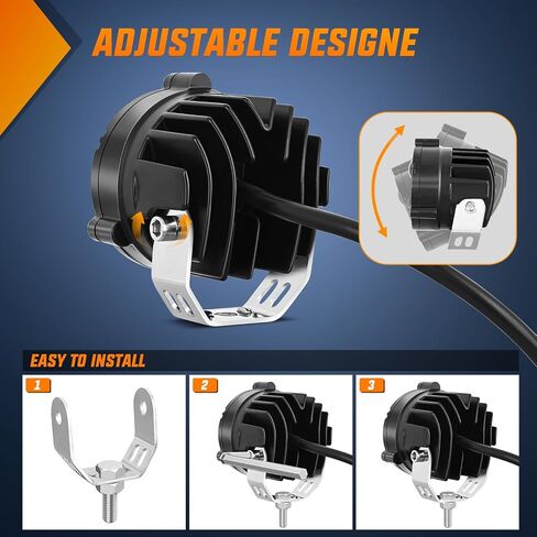 Nilight Motorcycle Driving Lights 2.7 inch White Amber Spot Beam Fog Light LED Pods IP67 Waterproof Auxiliary Offroad Lighting for Motorbike Dirt Bike e-Bike Scooter Snowmobile ATV UTV SUV Truck in Saudi Arabia