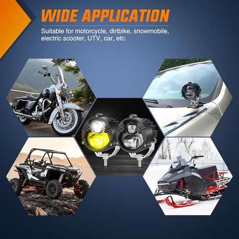 Nilight Motorcycle Driving Lights 2.7 inch White Amber Spot Beam Fog Light LED Pods IP67 Waterproof Auxiliary Offroad Lighting for Motorbike Dirt Bike e-Bike Scooter Snowmobile ATV UTV SUV Truck in Saudi Arabia
