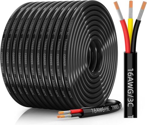 16 سلك مقياس 3 سلك كهربائي الموصل ، 16 AWG معلب النحاس بيف سي كابل PVC ، IP68 مقاوم للماء/مرن/منخفض الجهد للسيارات ، البحرية ، الطاقة الشمسية ، الإضاءة LED (100 قدم) in Kuwait