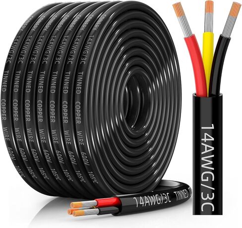 16 سلك مقياس 3 سلك كهربائي الموصل ، 16 AWG معلب النحاس بيف سي كابل PVC ، IP68 مقاوم للماء/مرن/منخفض الجهد للسيارات ، البحرية ، الطاقة الشمسية ، الإضاءة LED (100 قدم) in Kuwait