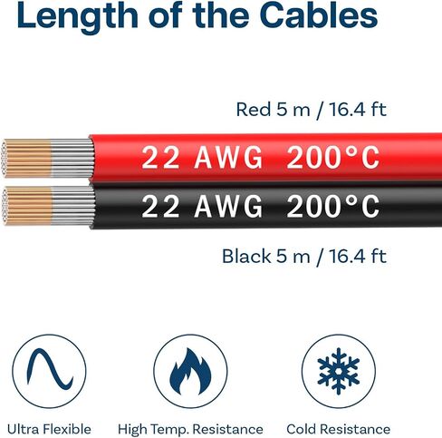 18 AWG Silicone Wire by MMOBIEL – 2 x 16.4FT 18 Gauge Tinned Copper Parallel Cable (Red & Black) – Flexible Hook-Up Wire for Automotive, LED, Audio, Low Voltage DIY Use in Kuwait