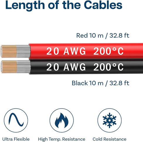 18 AWG Silicone Wire by MMOBIEL – 2 x 16.4FT 18 Gauge Tinned Copper Parallel Cable (Red & Black) – Flexible Hook-Up Wire for Automotive, LED, Audio, Low Voltage DIY Use in Kuwait