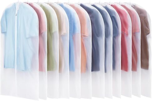 12 Pack Garment Bags for Hanging Clothes - Translucent Suit Bag for Closet Wardrobe Storage Travel - 24" x 42" in Kuwait
