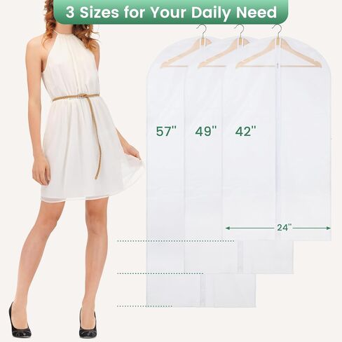 12 Pack Garment Bags for Hanging Clothes - Translucent Suit Bag for Closet Wardrobe Storage Travel - 24" x 42" in Kuwait