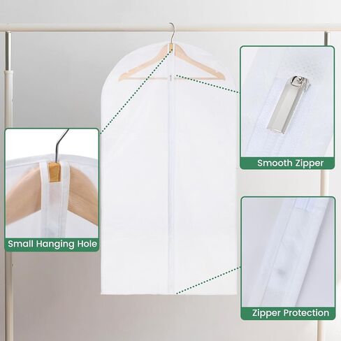 12 Pack Garment Bags for Hanging Clothes - Translucent Suit Bag for Closet Wardrobe Storage Travel - 24" x 42" in Kuwait