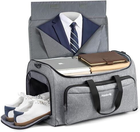 Hanke Carry On Garment Facs for Travel ، حقيبة حقيبة أمتعة قابلة للتحويل من حقيبة أمتعة مع مقصورة أحذية ، 2 في حقيبة بدلة حقيبة معلقة للرجال ، الأسود in Kuwait