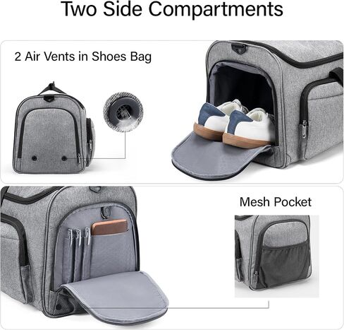 Hanke Carry On Garment Facs for Travel ، حقيبة حقيبة أمتعة قابلة للتحويل من حقيبة أمتعة مع مقصورة أحذية ، 2 في حقيبة بدلة حقيبة معلقة للرجال ، الأسود in Kuwait