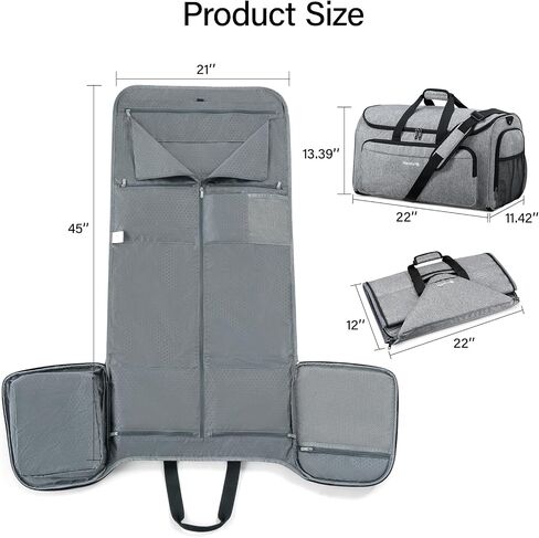 Hanke Carry On Garment Facs for Travel ، حقيبة حقيبة أمتعة قابلة للتحويل من حقيبة أمتعة مع مقصورة أحذية ، 2 في حقيبة بدلة حقيبة معلقة للرجال ، الأسود in Kuwait