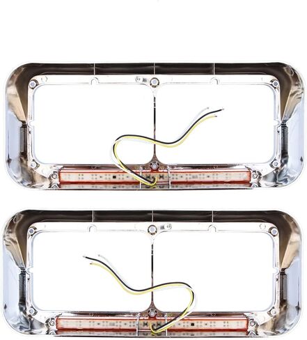 حافة المصباح الأمامي Chrome 12 "Amber LED Light Strip لـ Kenworth T400 T600 T800 W900B W900L Peterbilt 378 379 Western Star 4900 Freightliner FLD Classic XL in Kuwait