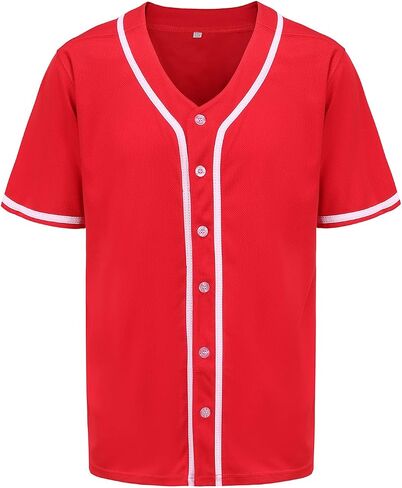 Mens Button Down Plain Baseball Jersey, Blank Softball Team Uniform, Hip Hop Hipster Short Sleeve Active Shirts in Saudi Arabia
