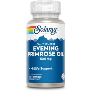 SOLARAY High Potency Evening Primrose Oil 500mg - Midlife Support - Source of Gamma Linolenic Acid and Linoleic Acid - No Solvents, Cold Pressed - 90 Servings, 90 Softgels