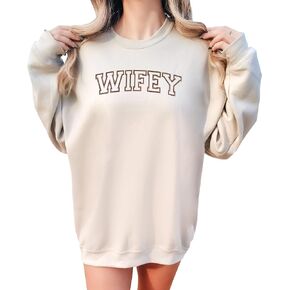 Generic Wifey Swestshirt مطرزة - زوجة من النوع الثقيل - شهر العسل سترة زوجة ضارية - هدية للعروس