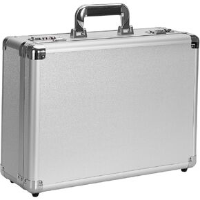Locking Briefcase - Lockable Attache Case for Laptop & Documents, Dual Combination Locks, 14.2 “x9.4 "x4.5 Business Aluminum Frame Hard Case for Professionals, Businessmen, Lawyers - Black