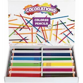 Colorations Color Pencils, Set of 240, Pre-sharpened Color Pencils,12 Colors,Thick Core Pencils,Hexangonal Shape,Sustainably Harvested Wood Pencils, Classroom Supplies,Coloring Pencils,Drawing Pencils