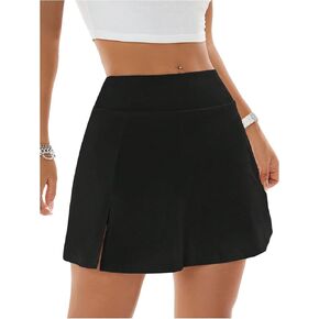 Verdusa Women's Side Slit A Line Mini Tennis Skirt High Waist Summer Golf Athletic Skort