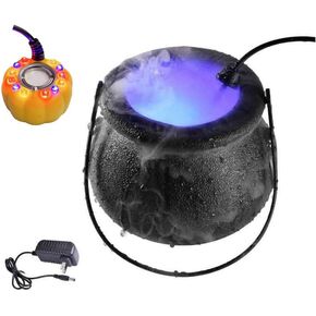 Witch Mist Maker Cauldron ، Black Cauldron Bucket ، 12 LED 7 Colors Mister Fogger ، Fog Machine Atomizer for St.