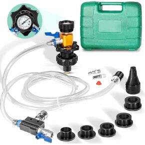 yoursme 24444 Soolant System System Kit/فراغ تبريد أداة إعادة الملء اختبار تسرب ، قم بإزالة الهواء المحاصرين ، المبرد التجريبي وتسرب الخطوط الأساسية للتدفئة ، 5 محولات عالمية لشاحنة سيارات السيارات السيارات