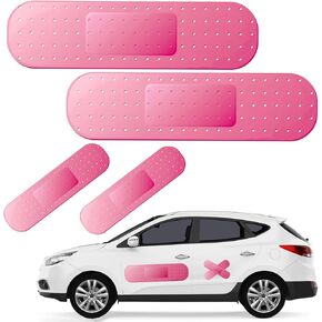 4pcs Funny Car Bandaid Stickers, Pink, 24/10in Giant Bandaid Car Decals for Cover Dent Crack Scratch, Car Bumper Sticker, Large Vehicle Body Bandage
