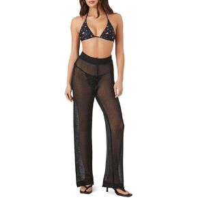 Forever 21 Women's Sheer High-Rise Straight Pants