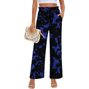 Anymeet Womens Cute Pants Wide Leg Casual Loose Fit High Waist Lounge Pants with Pockets in Kuwait