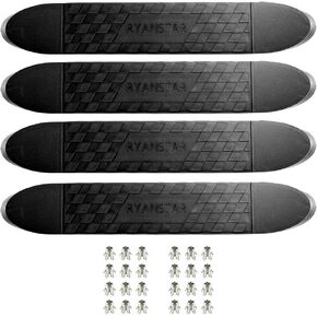 RULLINE Heavy-Duty Non-Slip 4"x24" Oval Step Bar Tread Pad - Universal Fit All-Weather Rubber Replacement with Anti-Skid Grooves (4pack)
