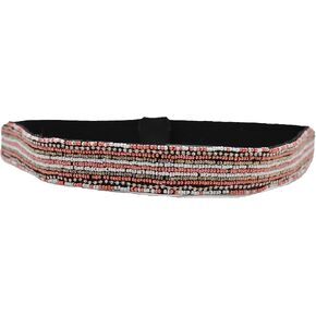 TFJ Women Fashion Skinny Band Belt Hip Waist Elastic Coral White Beads Size S M