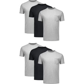 Hanes T-Shirt 6-Pack, Stay-Tucked Soft Cotton, Best Undershirts for Men, Assorted Pocket Tees 