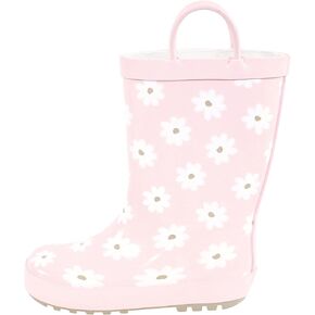 Hudson Baby Infant Girls Rain Boots, Dusty Pink Flower, 12 Toddler