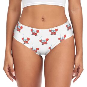 Women's Underwear Brief Breathable Soft Knickers Funny Smiling Crab Swimming Large Multi