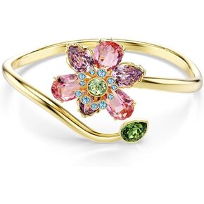 Swarovski Idyllia bangle, Mixed cuts, Flower, Multicolored, Gold-tone finish